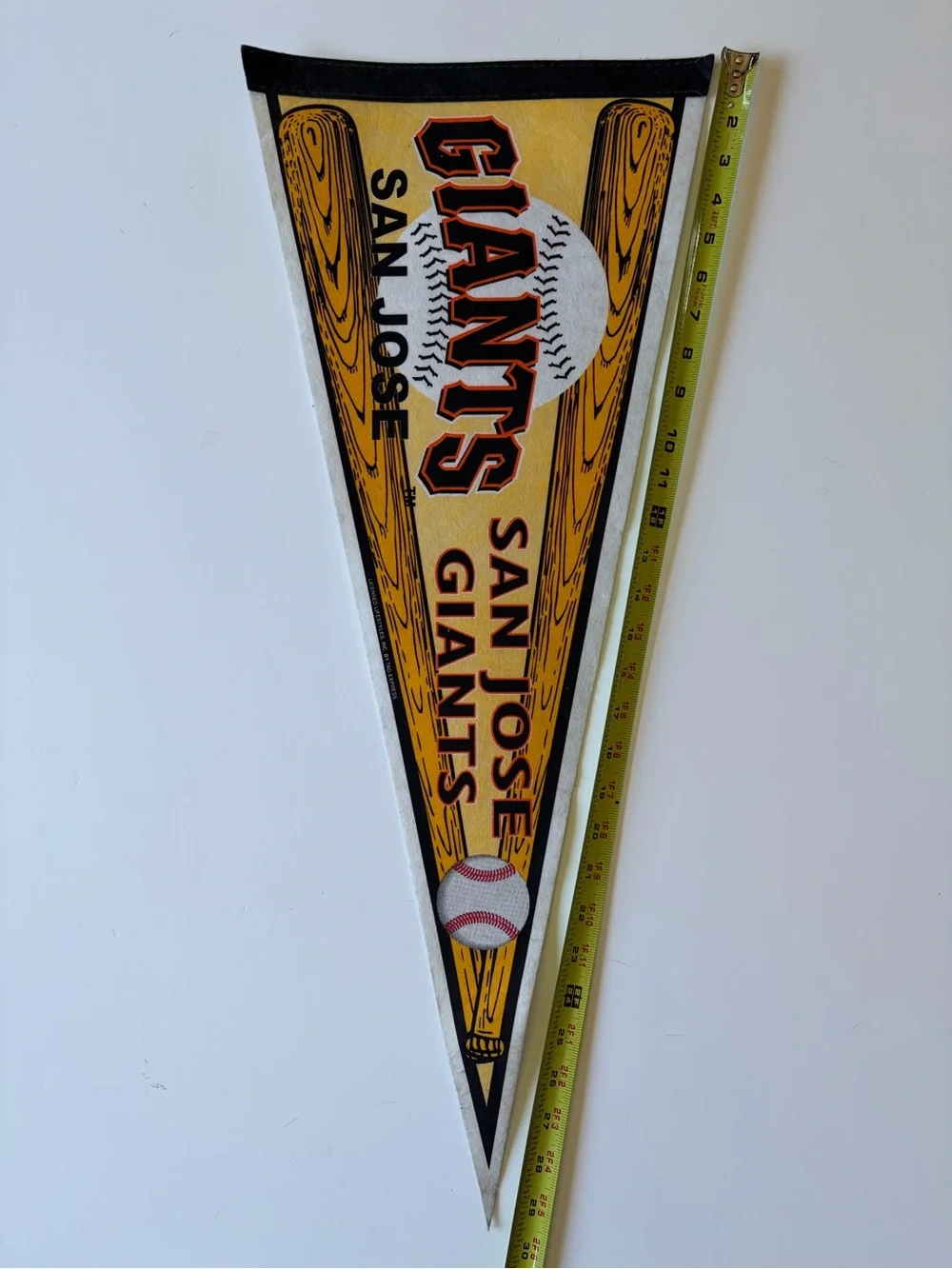 San Jose Giants Vintage Felt Team Pennant Yellow and Black Sports Home Decor